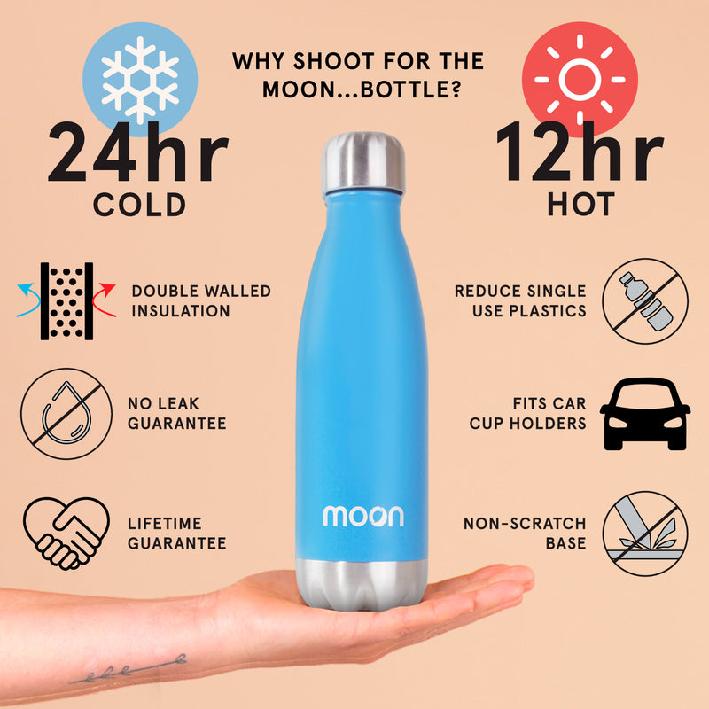 Moon Bottle 1 Litre - Insulated, Stainless Steel Water Bottles