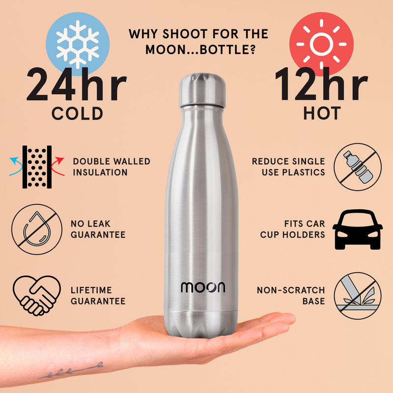 Moon Bottle 1 Litre - Insulated, Stainless Steel Water Bottles