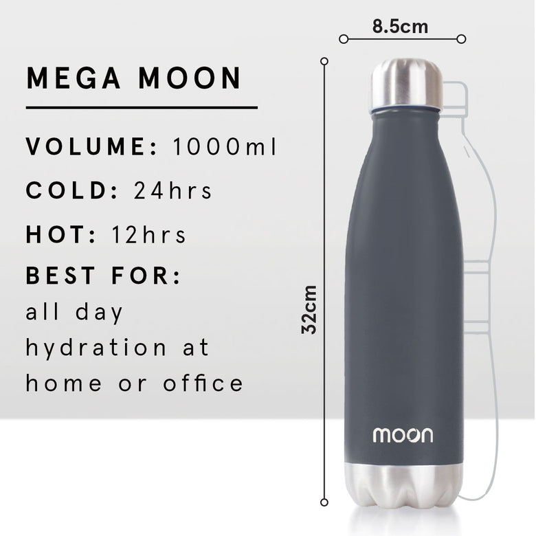 Moon Bottle 1 Litre - Insulated, Stainless Steel Water Bottles