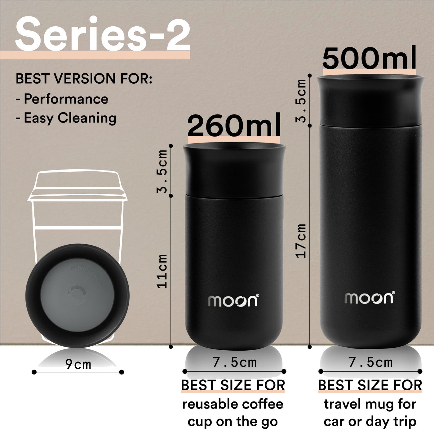 Moon 360° Reusable Coffee Cup Insulated Travel Cups Australia